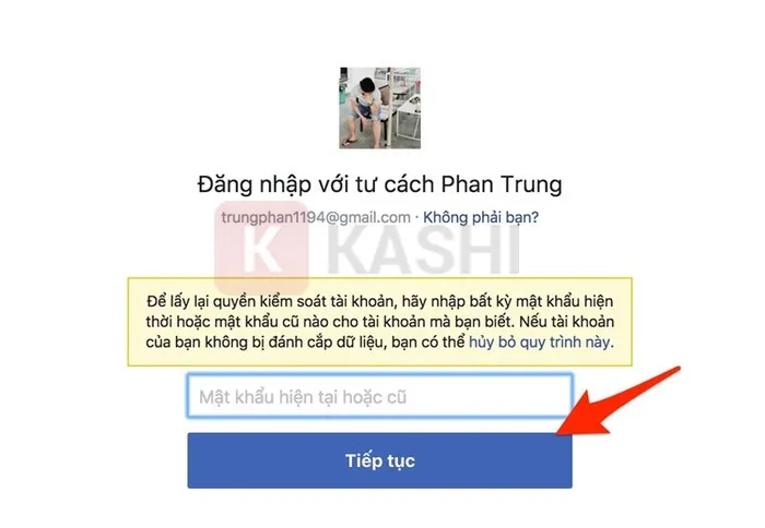 Bạn điền mật khẩu cũ của mình vào
