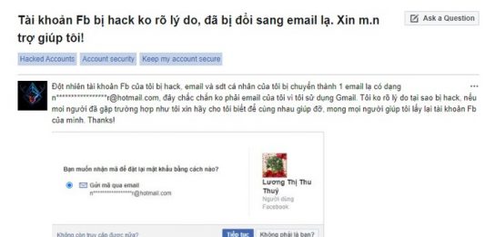 tài khoản Facebook bị hack