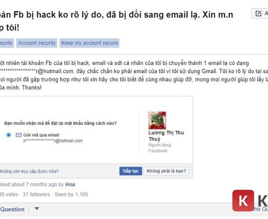 tài khoản Facebook bị hack