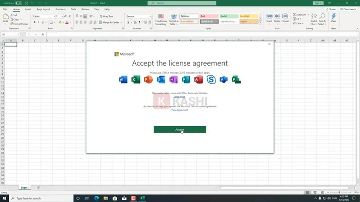 Giao diện khi mở Excel