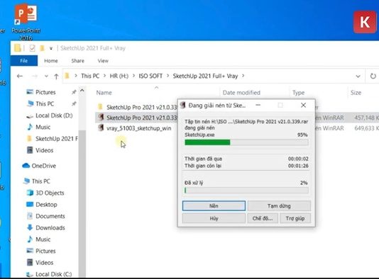 Giải nén file tải về 