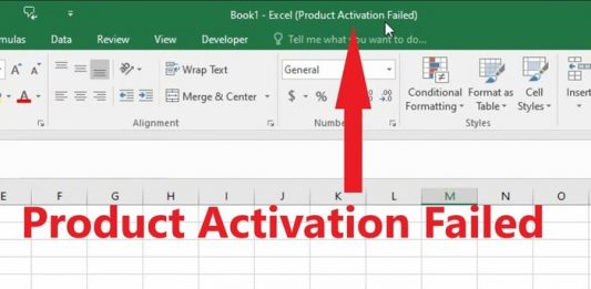 Thông báo lỗi Product Activation Failed trong Microsoft Excel