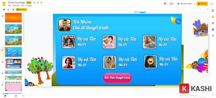 Mẫu Powerpoint thuyết trình nhóm chủ đề Candy Crush Saga