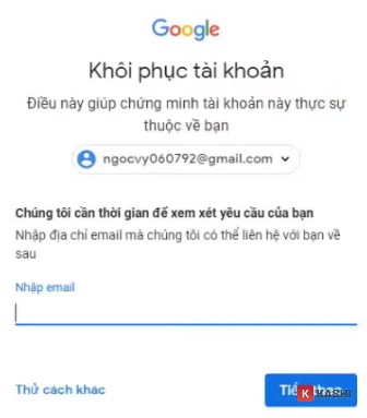 Nhập email và nhấn “Tiếp theo”