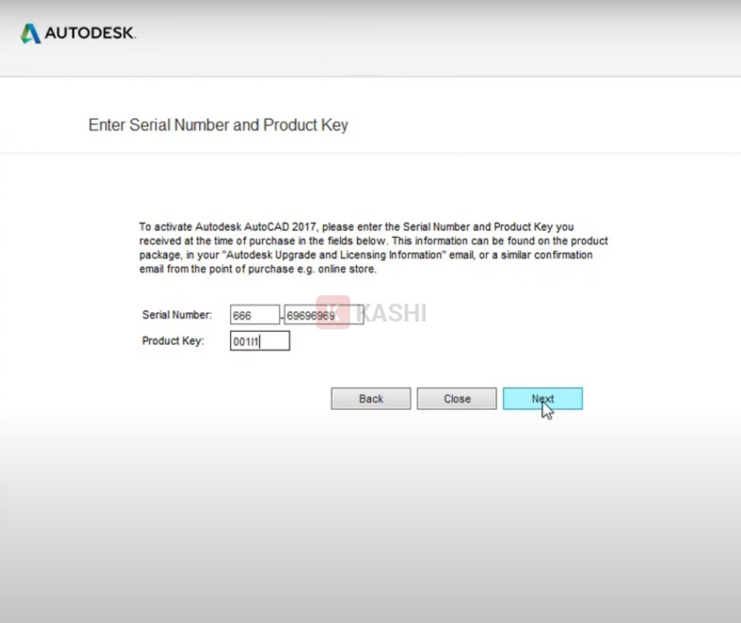 Nhập Serial Number và Product Key.