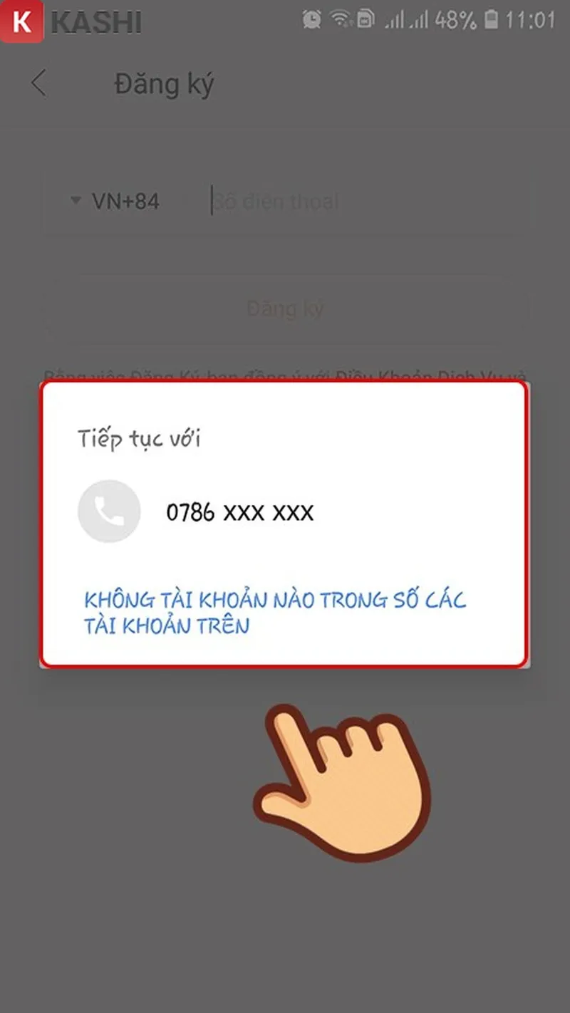 Chọn số điện thoại để nhận mã xác nhận