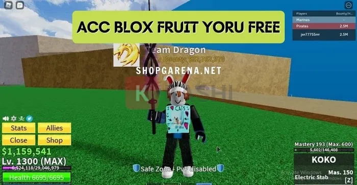 Tặng acc Blox Fruit có Yoru