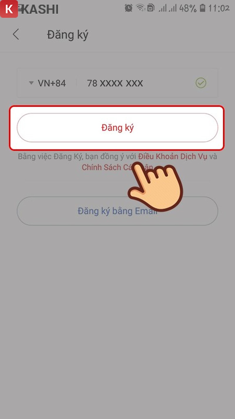 Nhấn "Đăng ký".