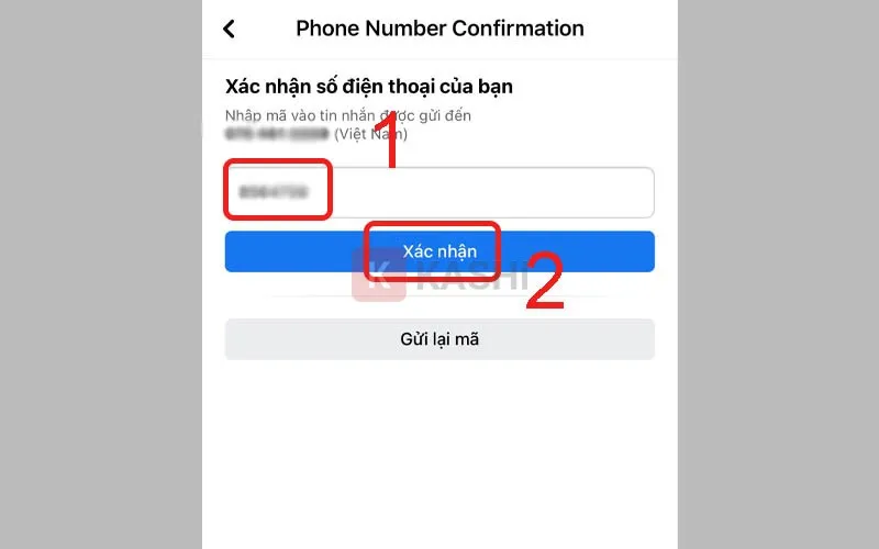 nhập mã vào khung yêu cầu -> Chọn Xác nhận.