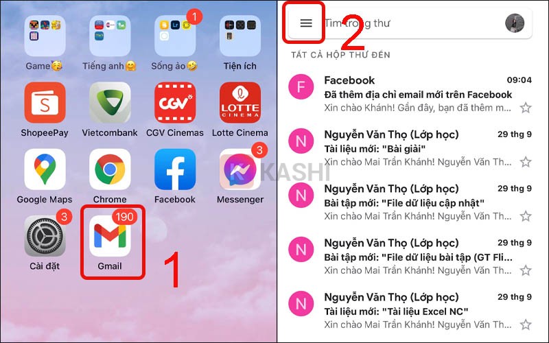 Vào Gmail của bạn -> biểu tượng "3 dấu gạch ngang".