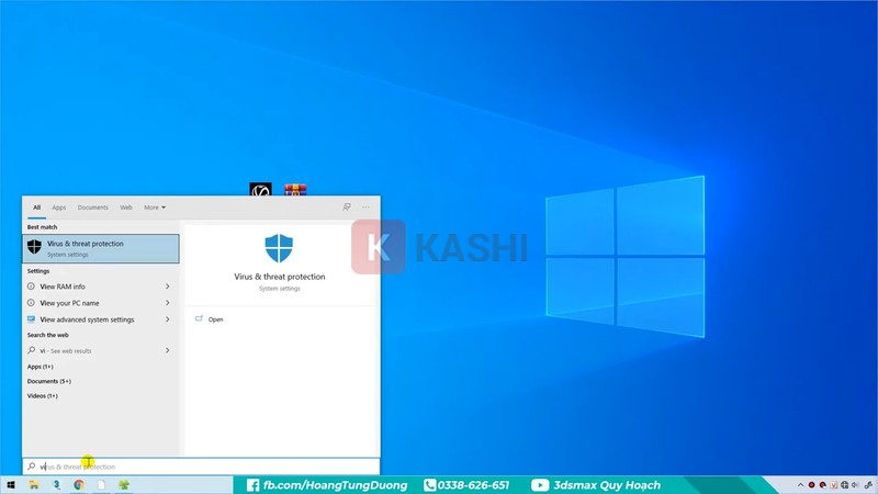 vào biểu tượng cửa sổ "window" rồi chọn "Virus & threat protection"
