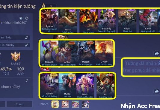 Acc liên quân trắng thông tin: Tk: 0979375030hieu – Mk: trunghieu2