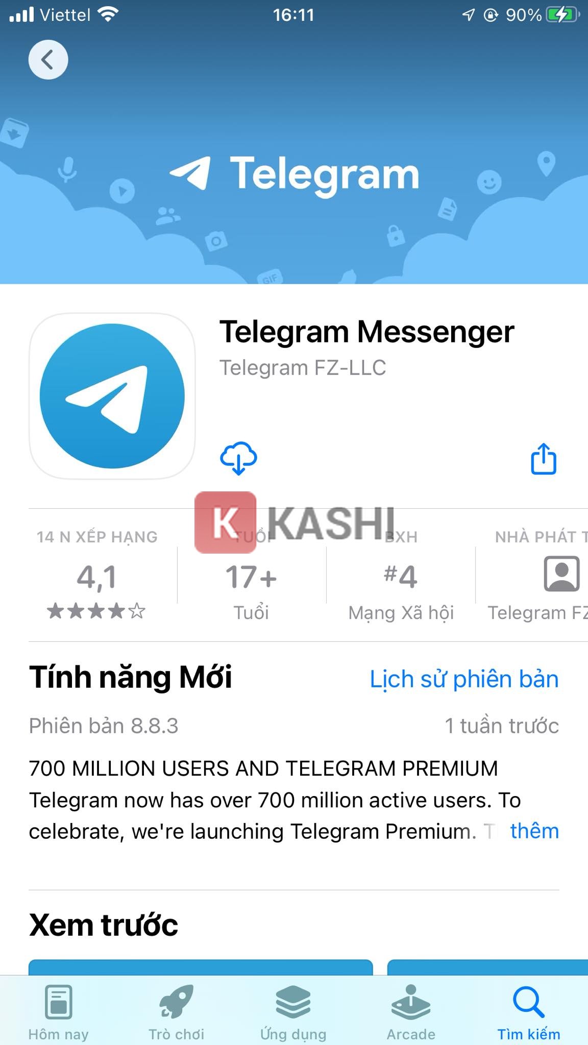 tải ứng dụng Telegram. 