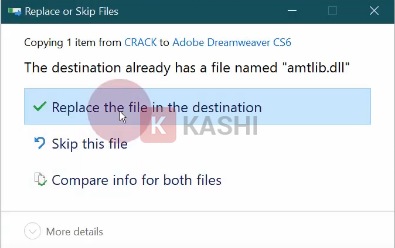 Nhấn vào "Replace the file in the destination"