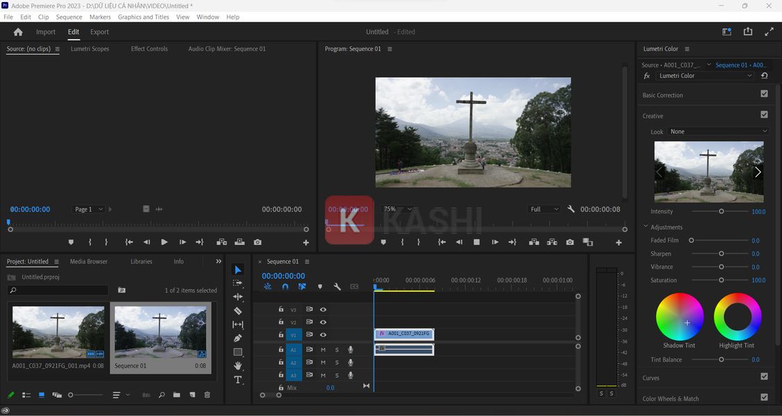 Giao diện phần mềm Adobe Premiere Pro 2024