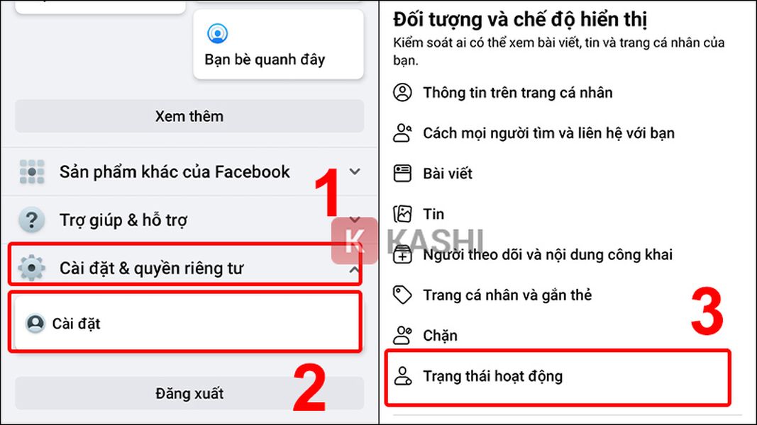 Nhấn "Trạng thái hoạt động"