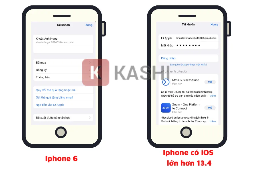 Đăng nhập tài khoản ID Apple từ Iphone 6 sang Iphone có iOS từ 13.4 trở lên 