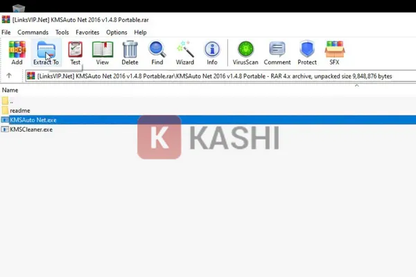 Click chuột vào file đã tải xuống -> Chọn "KMSAuto Net.exe" -> Nhấn chọn "Extract To"