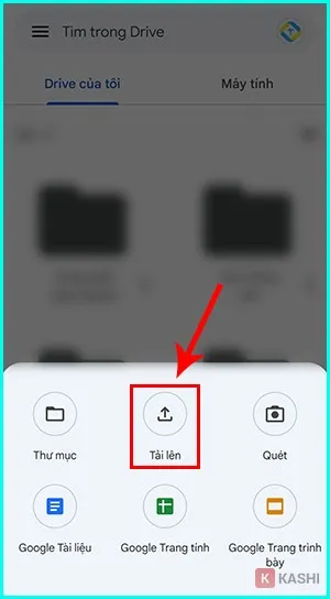 Ấn chọn vào mục "Tải lên"