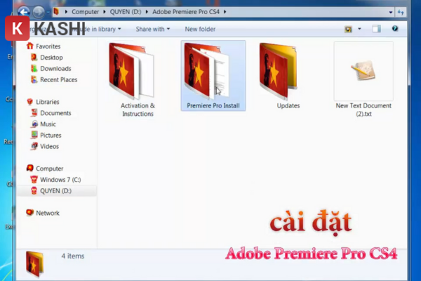 Tiếp tục nhấn chọn "Premiere Pro Install" để mở file cài đặt