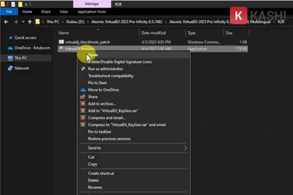 Mở "VirtualDJ_KeyGen" lên