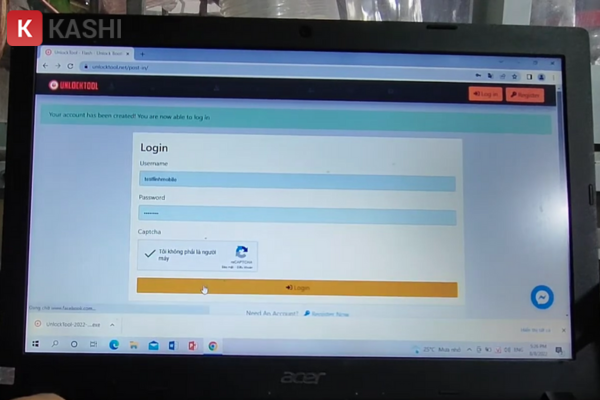 Đăng nhập tài khoản vào "Unlocktool"