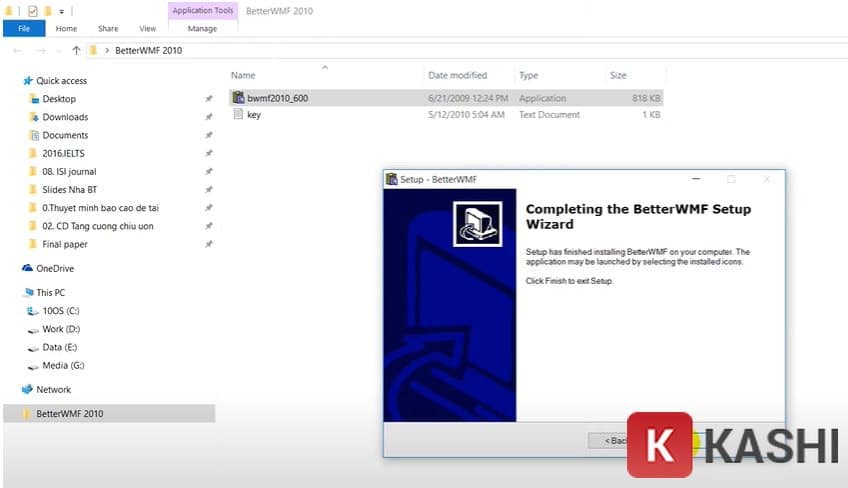 Ấn “Finish” để hoàn tất quá trình cài đặt BetterWMF