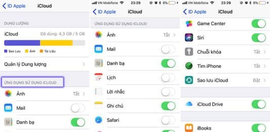 Các thao tác thực hiện trên iCloud