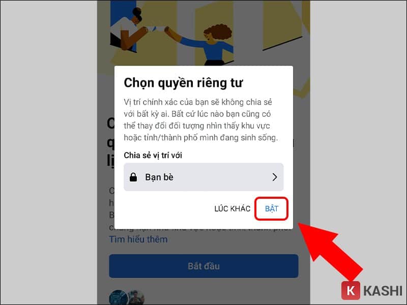 Bật để tìm bạn bè xung quanh bạn