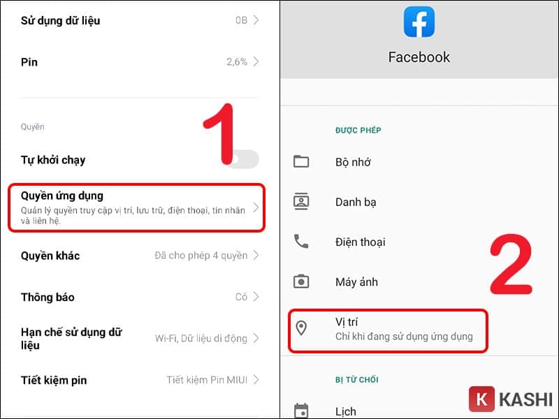 Cấp quyền cho ứng dụng Facebook truy cập vị trí của bạn