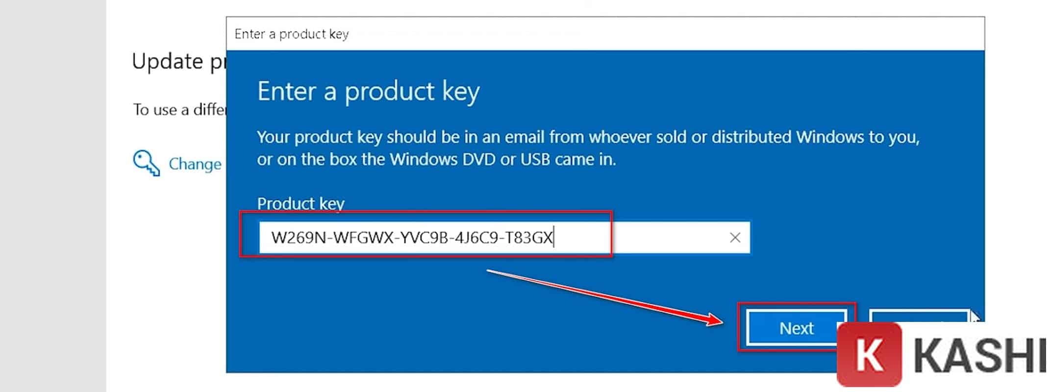 Enter a product key