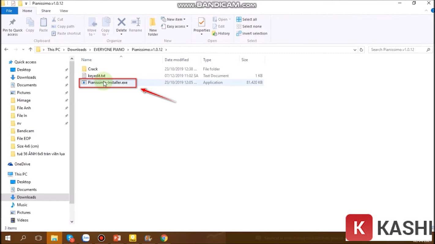 Click chọn vào file “Pianissimo-Installer.exe”