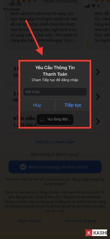 Yêu cầu thông tin thanh toán