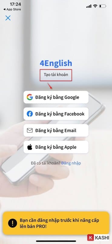 Lựa chọn hình thức đăng nhập mà bạn muốn