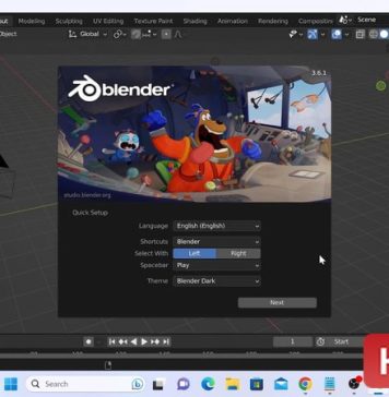 Giao diện Blender 2025