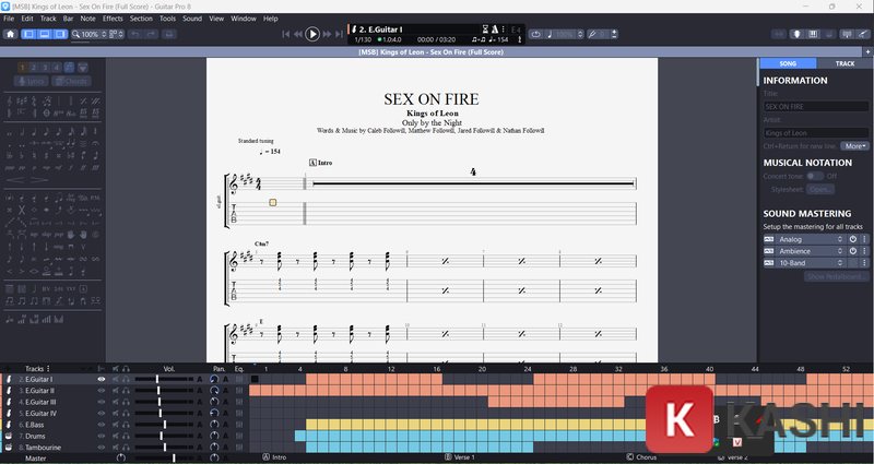 Giao diện Guitar Pro 8 khi cài đặt thành công