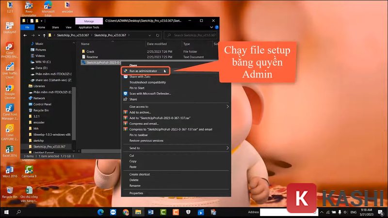 Chạy file Setup SketchUp bằng quyền admin