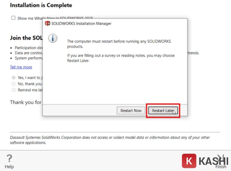 Chọn “Restart Later”